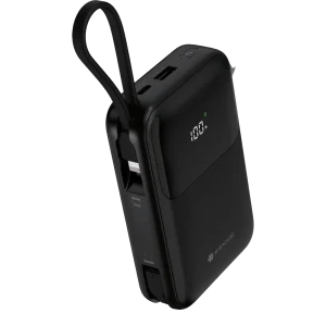 סוללת טעינה 2 כבלים מובנים גב + צג 10000mAh שחור MIR