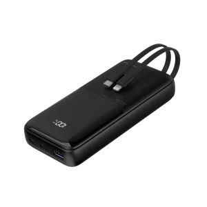 סוללת טעינה 2 כבלים מובנים צד + צג 20000mAh שחור MIR